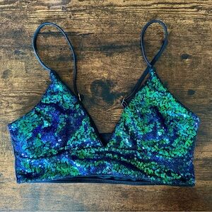 Sequin Bralette in Blue and Green